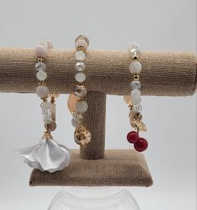 Hand Crafted Gold and Red Beaded Bracelets